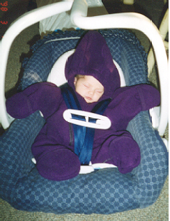 In my carseat, first time out.